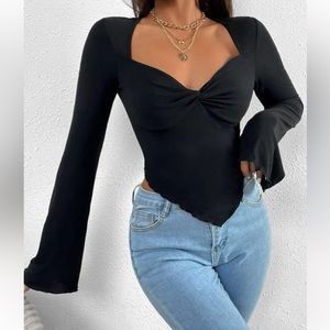 SHEIN Twist Hem Crop Tee